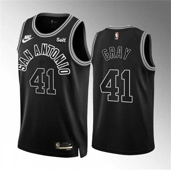 Mens San Antonio Spurs #41 Raiquan Gray 2022-23 Black Classic Edition Stitched Basketball Jersey Dzhi->->NBA Jersey